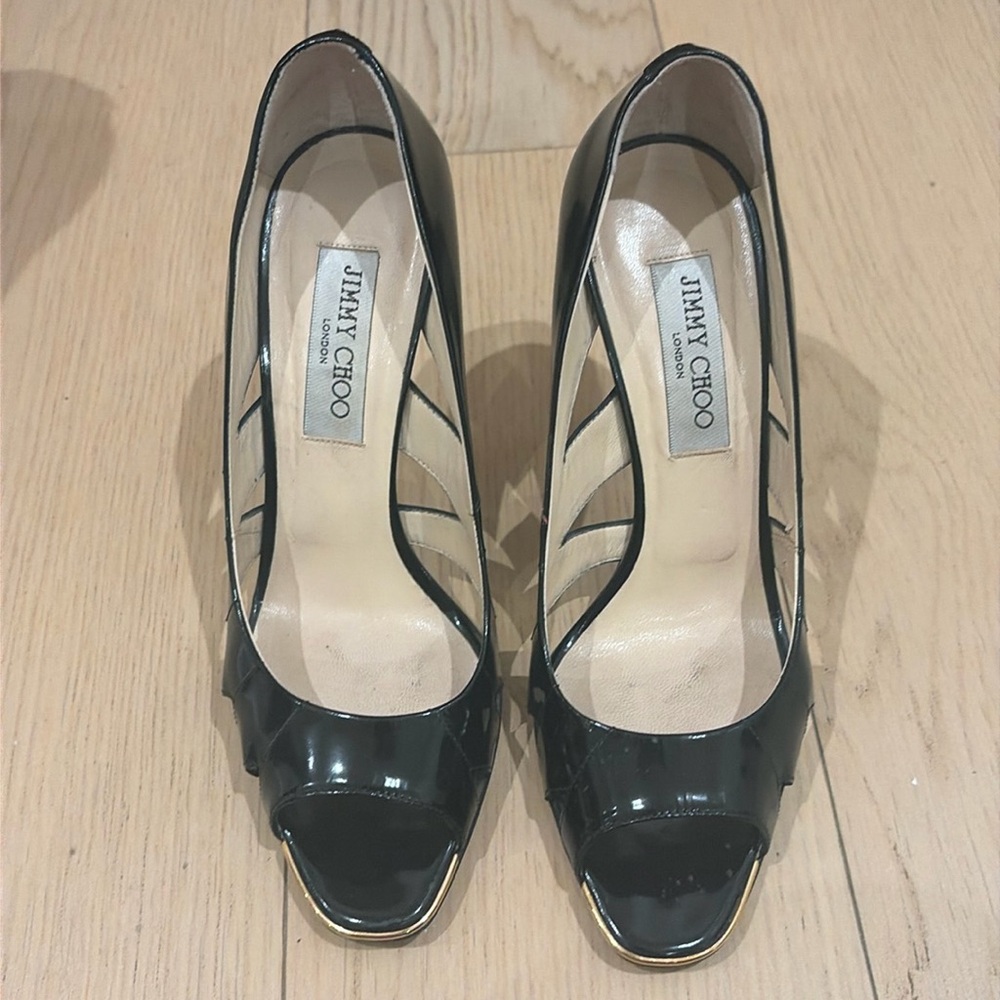Vintage Gucci Black Leather Horsebit Strappy Heels | Size 38